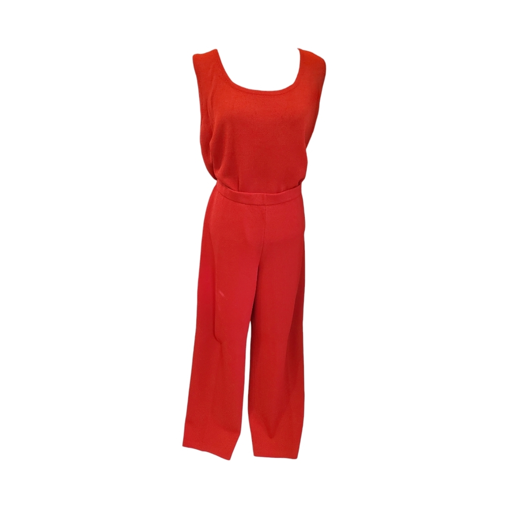 Saint John Caviar Red Wool Shell Shirt & Pants Size 16